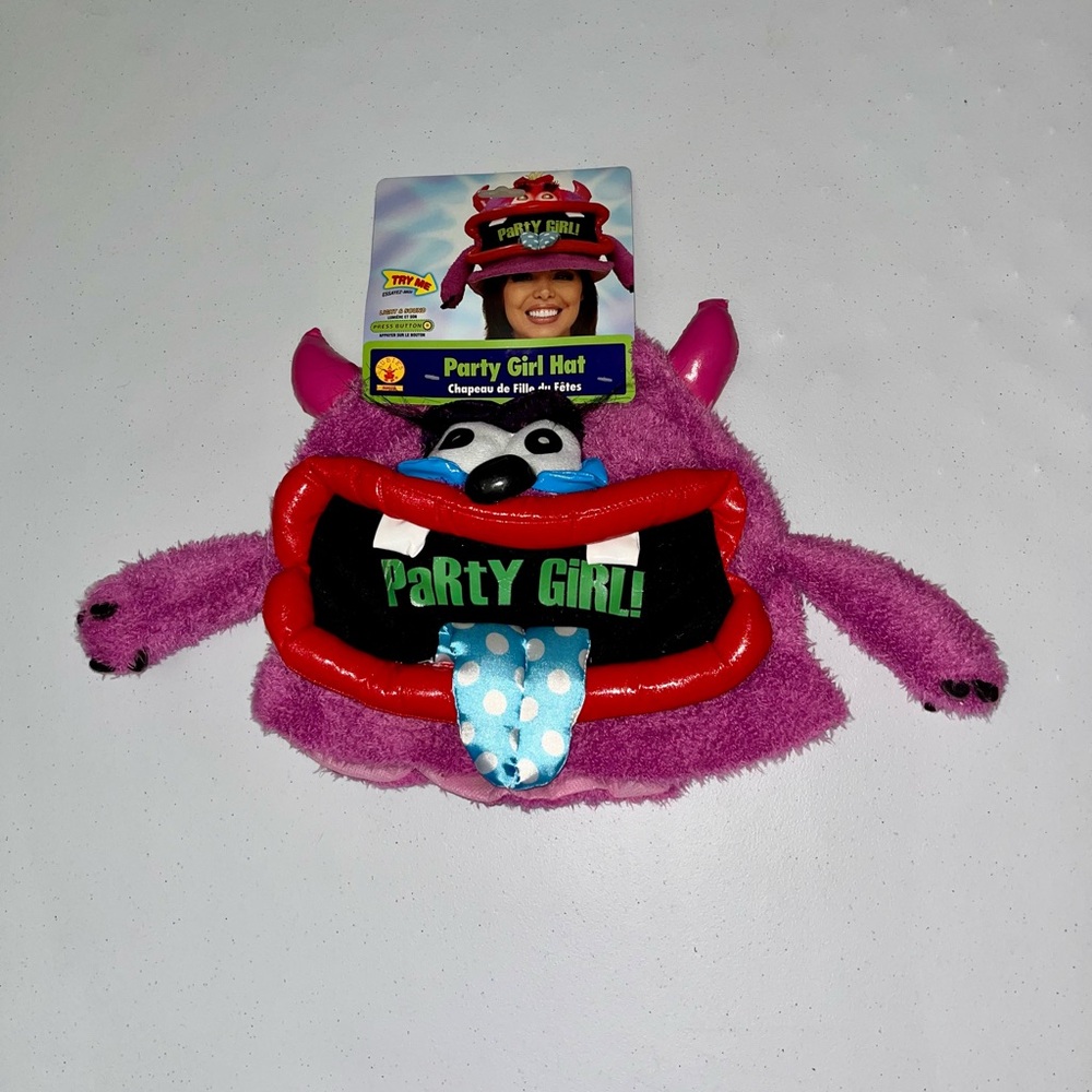 NWT Plush Party Girl Monster Hat with Sounds & Lights